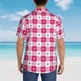 thumbnail image 6 of Daiia Plaid Heart Hawaiian Shirt for Men Gentle Cotton Regular Short Sleeve Casual-X-Large, 6 of 9