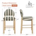 thumbnail image 3 of Zesthouse Upholstered Linen Bar Stools Set of 2, 26" Modern Counter Height Barstools with Arched Backs & Solid Wood Legs, Farmhouse Wooden Kitchen Island Chairs, Green and White Striped, 3 of 10