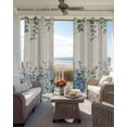 thumbnail image 4 of Spring Hydrangea Blackout Curtains 54 Inches Long, Blue Flower Green Leaf Vintage Linen Plant 2 Panels, Thermal Insulated Room Darkening Drapes with Grommets, 52W x 54L Each Panel, 4 of 9