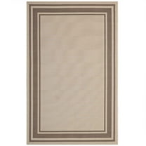 Modway Rim 63x90.5" Solid Border Indoor and Outdoor Area Rug in Light/Dark Beige