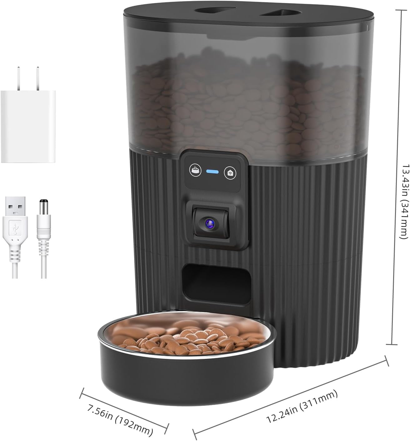 Automatic Cat Feeder with Camera, Adjustable Angle 2.4G WiFi Pet Feeder, 3.5L Timed Dispenser for Remote Feeding
