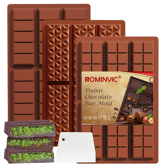 Molde para chocolate ROMINVIC Dubai, paquete de 3 unidades, silicona, 1,3 cm de profundidad