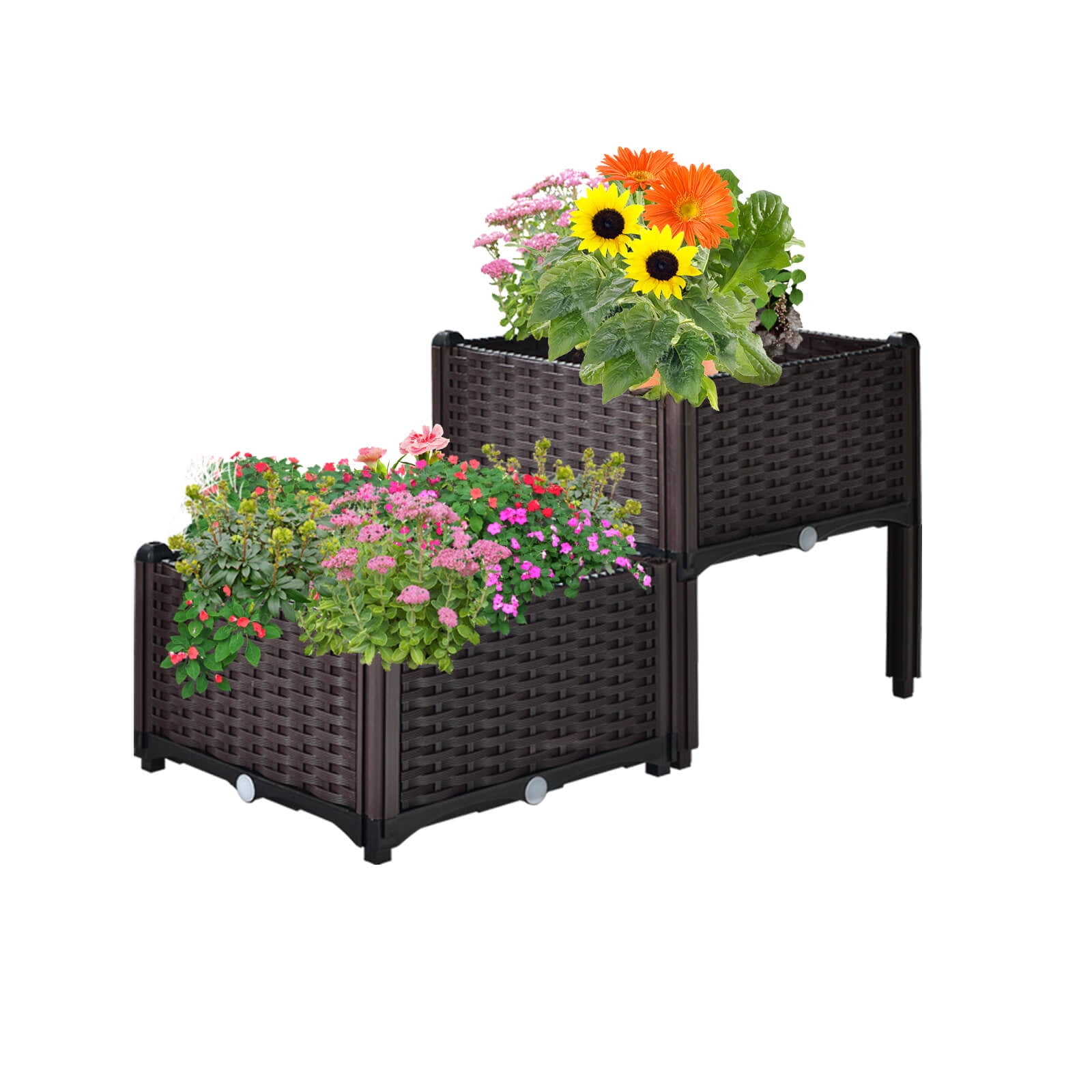 Coelon Raised Garden Bed, Elevated Planter Box Kit W/ 8 Legs, 2 Planter