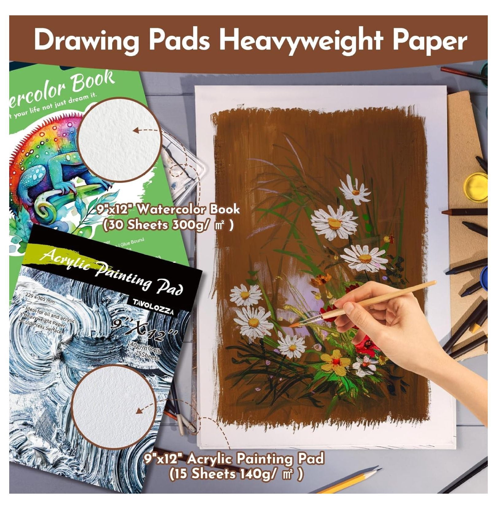 96 Piece Premium Wooden Art Set with 2 Drawing Pads - Painting & Drawing Supplies Kit with Watercolor, Acrylic Paints, Brushes & More Art Supplies for Artists Adults Teens Girls