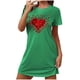 thumbnail image 2 of Camisón corto de moda para mujer, vestido de largo medio con estampado, camisón corto extragrande de moda con estampado en el pecho, camisón de manga corta, blusa para mujer, 2 of 6