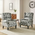 thumbnail image 5 of Vintage Floral Wingback Manual Push Back Recliner Chair Set of 2 for Living Room GREENGUARD Certified Grey, 5 of 8