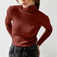 thumbnail image 6 of PBFRDSJ Women's Turtleneck Ribbed Knit Top Long Sleeve Slim Fit Pullover Sweaters Soft Warm Cozy Basic Stretchy Tops Free Sizes, 6 of 9