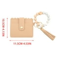 thumbnail image 3 of Leather Wristlet Wallet for Women with Keychain, Boho Style Beaded Key Ring Bracelet RFID Card Holder Elastic Keyring for Women (1PC, Beige), 3 of 9