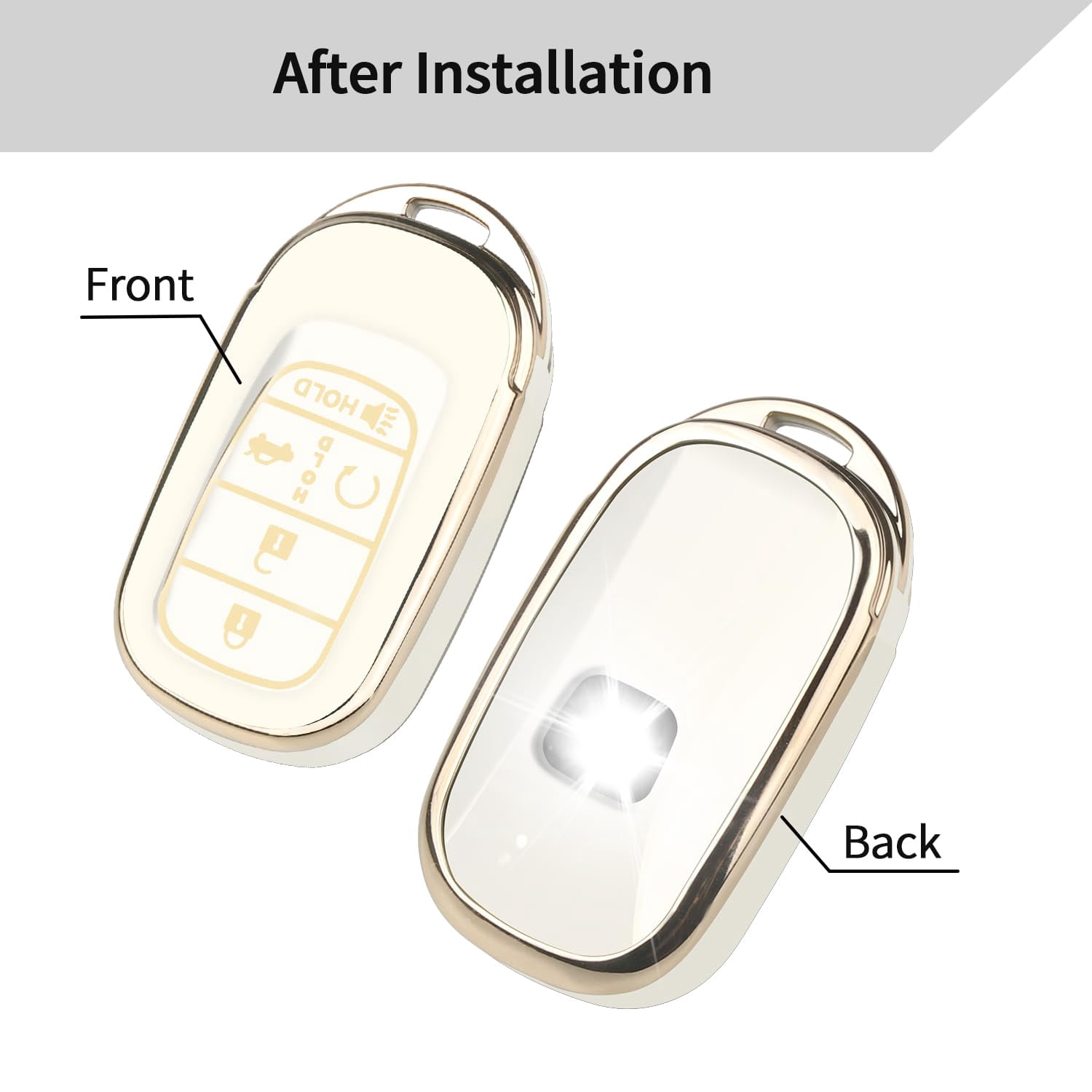 for Honda Key fob Cover, Soft TPU Car Key Case Protector with Leather Keychain Compatible with 2022 2023 2024 2025 Honda Accord Civic HR-V CR-V Pilot Odyssey smart Remote Key