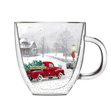 

Cypress Double Wall Glass Cafe Cup 12 oz. Winter Truck