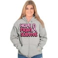 thumbnail image 4 of Hope Fight Survive Breast Cancer Zip Hoodie Sweatshirt Women Brisco Brands S, 4 of 6