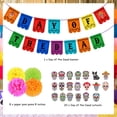 thumbnail image 4 of Day of the Dead Decorations, Dia De Los Muertos Party Decorations with Banner, 20 Pcs Day of the Dead Cutouts, 8 Pcs Paper Pom Poms, Halloween Sugar Skull Mexican Party Supplies, 4 of 5