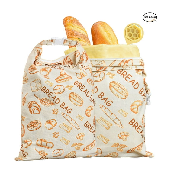 MEKBOK 2 Packs Reusable Beeswax Bread Bags for Homemade Sourdough Bread - Keep Your Loaf Fresh for Days - Extra Large and Easy to Clean Cotton Storage Bag, The Perfect Fresh Keeping, XL 17x12 Inch