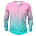 thumbnail image 2 of LODIENY Men's Henley Shirts Classic Casual Tie Dye Gradient Print Basic Workout Tee Shirts Big and Tall Regular Fit Long Sleeve Cotton Button Ombre T Shirts Multicolor#33 XXXL, 2 of 5