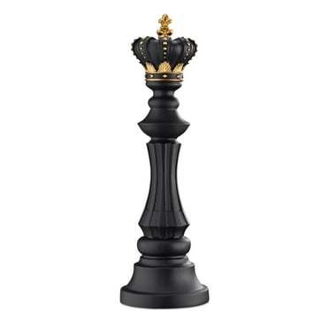 Navaris Chess Statue Decor Piece - 16" Tall Decorative Resin Sculpture - Large Game Figure Decoration Ornament for Home, Office, Study - Black King