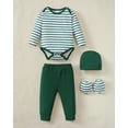 thumbnail image 5 of KIMI BEAR Newborn Baby Boys Layette Set 6-9 Months Winter Outfits Long Sleeves Dinosaur Print Romper Top Pants Gloves Hats 4 Packs Shower Gifts 16 Piece Set Green, 5 of 9