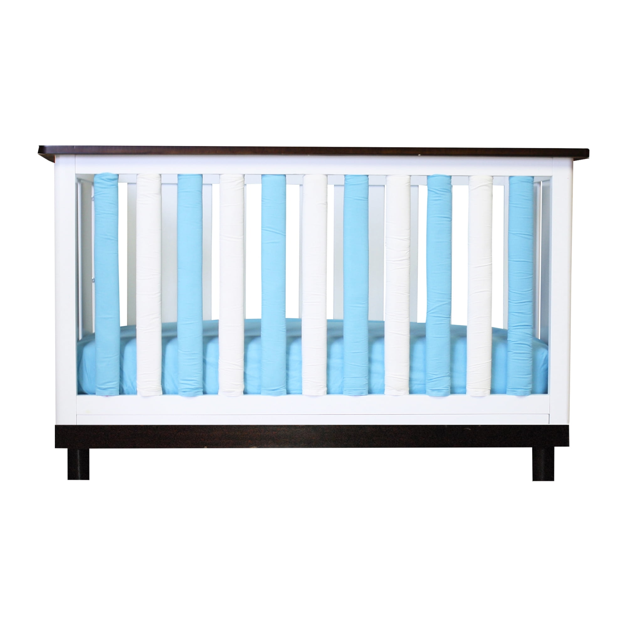 PURE SAFETY Vertical Crib Liners in Turquoise & White Reversible Cotton