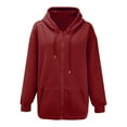 thumbnail image 7 of Dyfzdhu Zip Up Hoodie for Women Spring Fall Oversized Sweatshirt With Pocket Casual Workout Solid Color Long Sleeve Jacket Red, 7 of 7