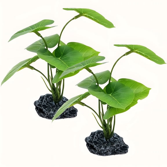 XIBUFE 2-Pack 6-Inch Betta Fish Leaf Hammock, Artificial Silk Aquarium Plants with Driftwood, Safe Soft Tank Decor for Goldfish and Reptiles
