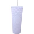 thumbnail image 1 of Vaso de agua de 24 oz con tapa y pajita con tapa a prueba de fugas, mate iridiscente y multicolor, uso perfecto para vaso de café helado, reutilizable, que cambia de color Fokelyi WRMH-1663-5, 1 of 5