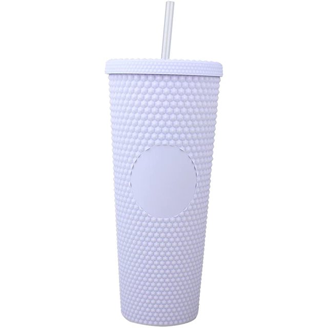 Vaso de agua de 24 oz con tapa y pajita con tapa a prueba de fugas, mate iridiscente y multicolor, uso perfecto para vaso de café helado, reutilizable, que cambia de color Fokelyi WRMH-1663-5