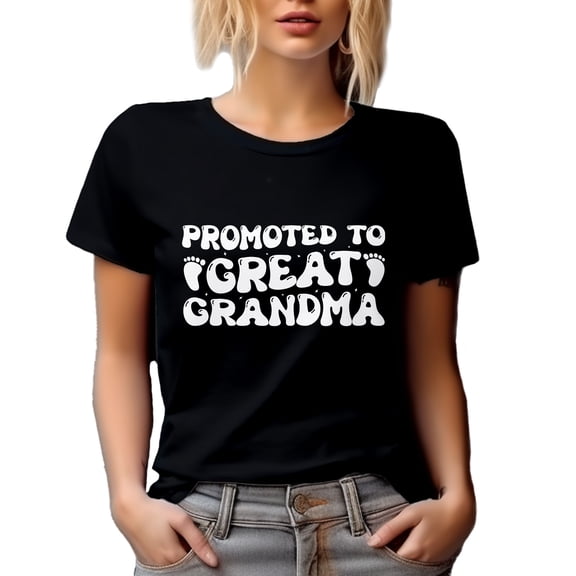 Promoted to Great Grandma - Baby Shower Party, New Grandmother, Black T-Shirt, Small