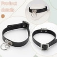thumbnail image 4 of Black Cowhide Leather Choker for Women Jewelry Adjustable Gothic Style Plain Genuine Leather Collar Chain Punk Design Circle Short Necklace for Costume Jewelry Party Cosplay Gift, 4 of 8