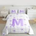 thumbnail image 2 of Castle Fairy Monogrammed Letter M 3 Pieces Queen Comforter Set for Teens Boys Girls,Kawaii Bow Ultra Soft Bedding Sets,Geometric Stripes Bedding Comforter Set,Super Cozy Room Decor, 2 of 8