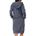 thumbnail image 3 of Sexy Dance Women Hooded Sweatshirt Dress Long Sleeve Pullover Jumper Ladies V-neck Long-Sleeve Plain Color T-shirt Dress Knee Length Pocket Dress, 3 of 3