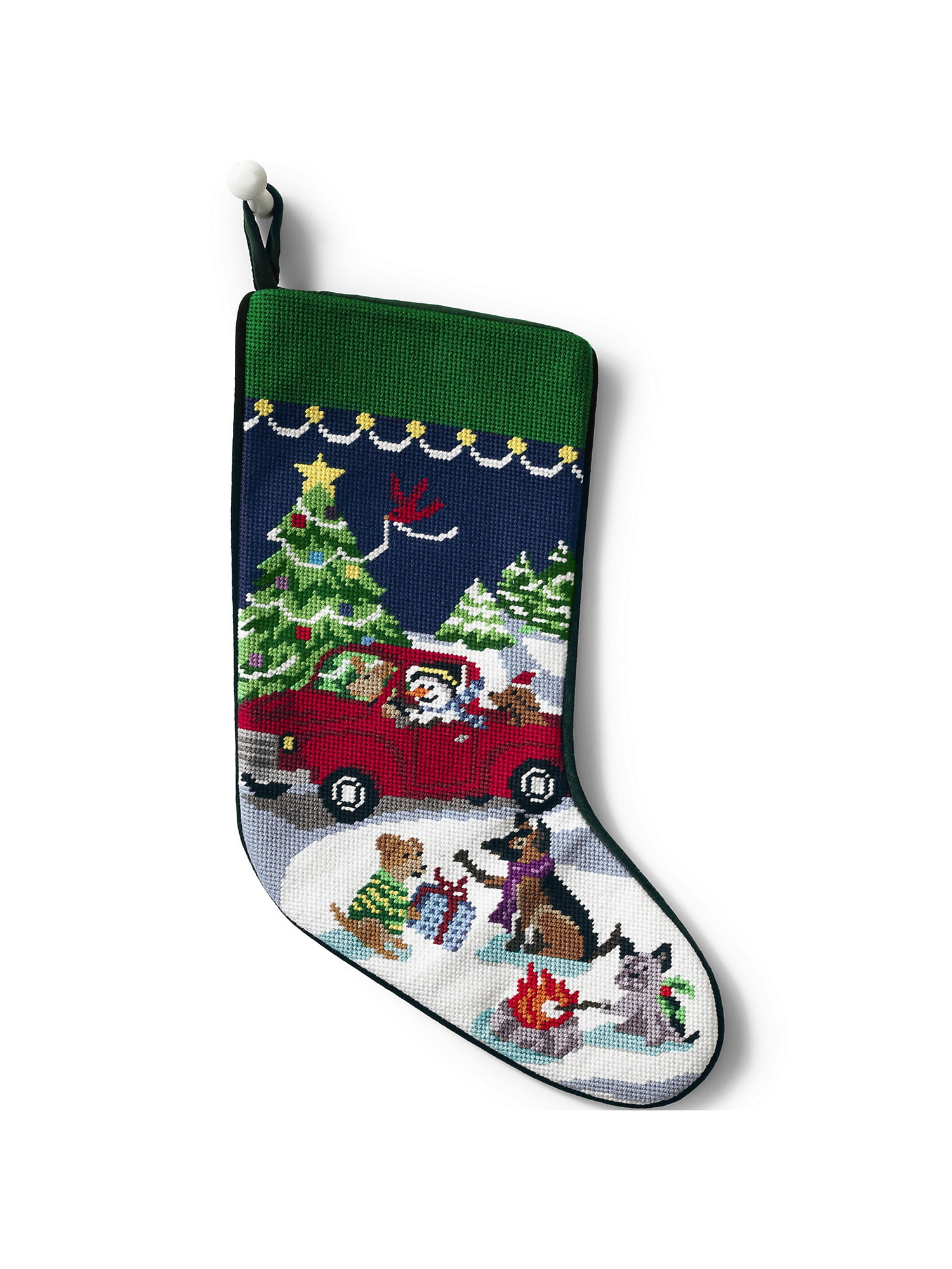 Lands' End Lands' End Needlepoint Christmas Stocking Snowmans Holiday - Walmart.com