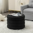 thumbnail image 3 of GZXS Modern Boucle Upholstered Storage Ottoman, 22.44" Round Footstool with Reversible Tray and Hidden Compartment, No Assembly Needed (Ivory), 3 of 6