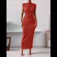 thumbnail image 4 of Vestido Ajustado Fruncido para Mujer Naranja Rojo M, 4 of 7