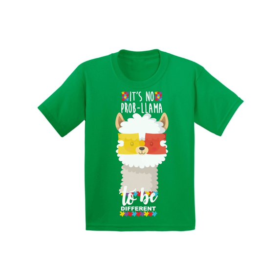 Awkward Styles Autism T-shirt It's No Prob-Llama to be Different Kids T Shirts Llama Tee