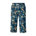 thumbnail image 6 of JoveMarine Mens Swim Trunks Men's Casual Hawaiian Print Drawstring Cropped Capri Pants Resort Print Swim Trunks with Elastic Waist Summer Beach Shorts for Vacation Spring Travel ,Navy S, 6 of 8