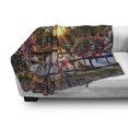 thumbnail image 3 of City Soft Flannel Fleece Throw Blanket, Holland Amsterdan Urban Photo with Sunset over Canal and Bicycles Floral Balls, Cozy Plush for Indoor and Outdoor Use, 70" x 90", Multicolor, by Ambesonne, 3 of 6