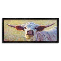 Longhorn Cattle Portrait Painting Animals & Insects Painting Black Framed Art Print Wall Art