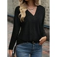 thumbnail image 6 of Autumn Women'S Long Sleeve Shirt V Neck Knit Pullover Tunic Top Women'S Shirt Formal Casual Black L, 6 of 7