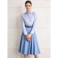 thumbnail image 2 of Women'S High Waist A-Line Skirt Flared Midi Skirt Vinage Skirt with Belt Light Blue M, 2 of 7