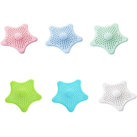 

Silicone Drain Covers Sink Drain Strainer Starfish Hair Catcher Kitchen Sink Strainer With Suction Cup 6PCS in 6Colors for Kitchen Bathroom Used to Prevent Clogging of Sewers.