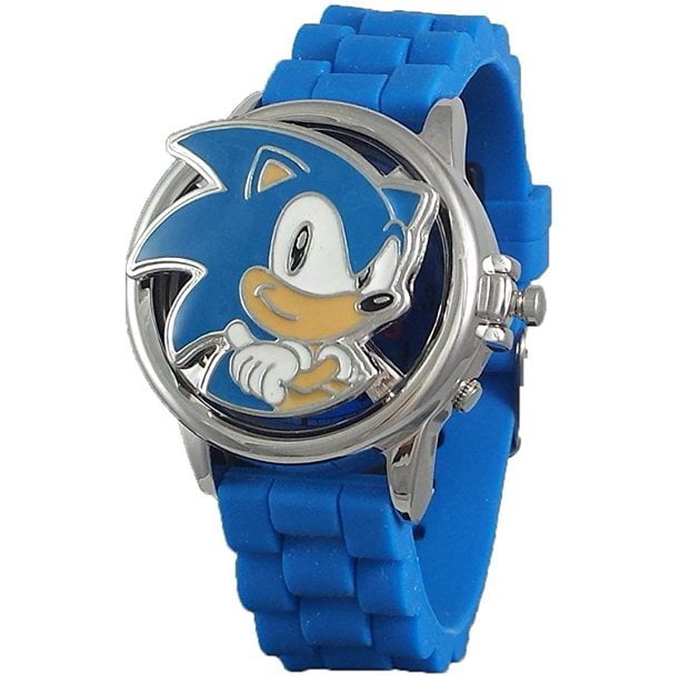 SEGA Sonic The Hedgehog Metal Spinner Flip Unisex Child LCD Watch in Blue - SNC4093WM