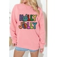thumbnail image 3 of Women's Pink HOLLY JOLLY Christmas Graphic Sweatshirt - Festive Letter Print | [ZhiHiMeRi] | (US 20-22)2XL, 3 of 7