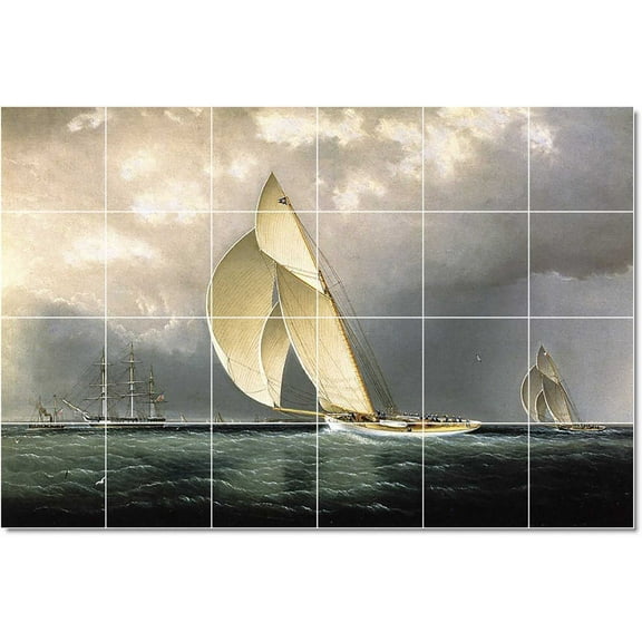 Ceramic Tile Mural-James Buttersworth Ships Tile Mural House Decorating Ideas. 25.5" w x 17" h using (24) 4.25 x 4.25 ceramic tiles