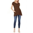 thumbnail image 4 of Women's Casual Short Sleeve Relaxed Fit Round Neck Side Pockets Tunic Top, 4 of 4