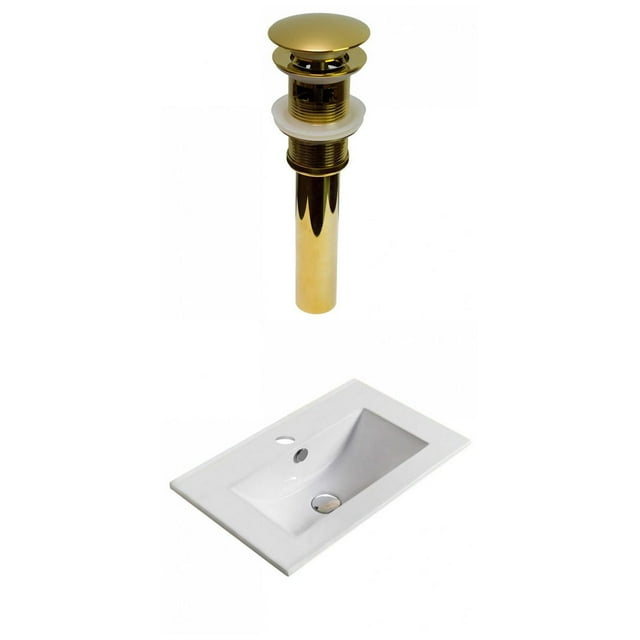 American Imaginations 19.9-in. W 1 Hole Ceramic Top Set In White Color - Overflow Drain Incl. AI-30398