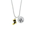 thumbnail image 2 of Delight Jewelry Silvertone Black and Yellow Firefighter Boot Silvertone Script Initial Disc - R - Charm Necklace, 20"+3", 2 of 4