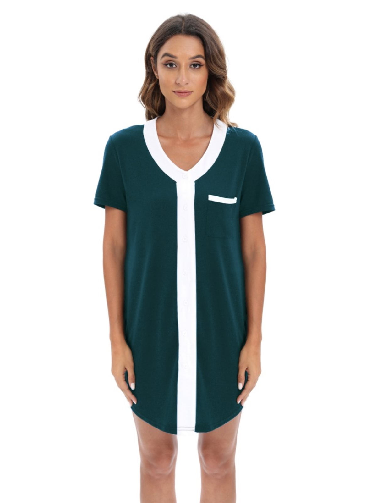 EFINNY Women's Nursing Dress Short Sleeve Button Down Maternity