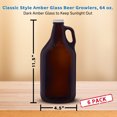 thumbnail image 5 of 6 Amber Glass Beer Growlers Set, 64 oz. - Screw on Lid, Sturdy, Barware - Amber, 5 of 5