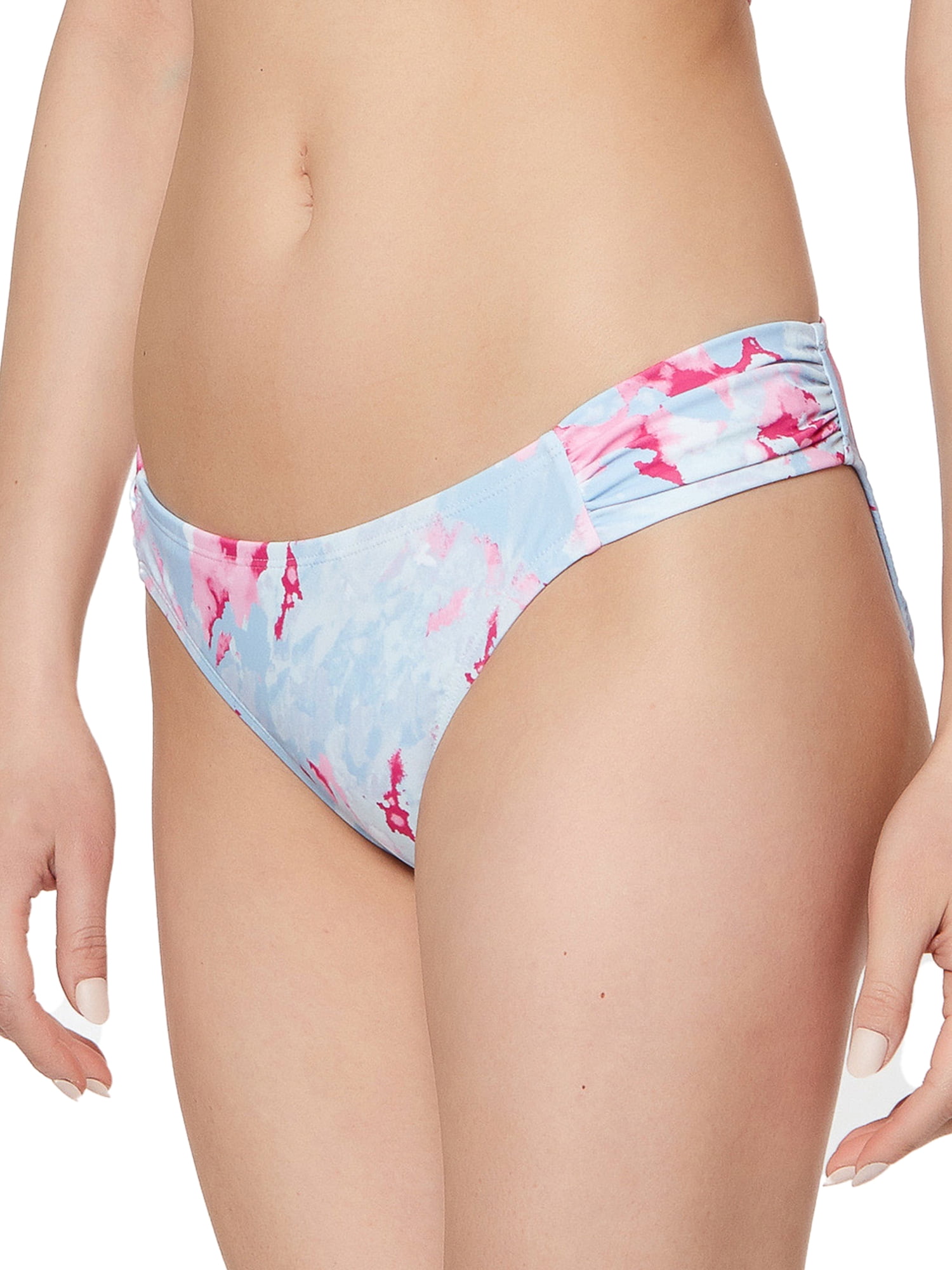 JS Jessica Simpson Women's Ocean Tie Dye Shirred Hipster Swimsuit Bottom