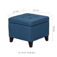 thumbnail image 3 of Homebeez Fabric Square Storage Ottoman with Wood Legs for Living Room Coffee Table, Blue, 3 of 10