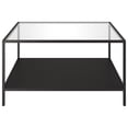 thumbnail image 2 of 32" Black Glass Square Coffee Table With Shelf, 2 of 3